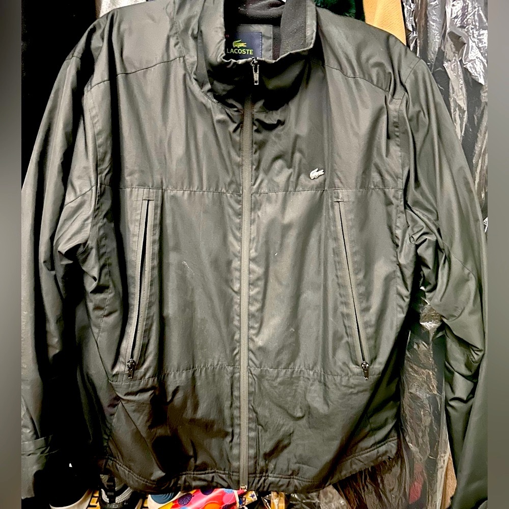 Lacoste Gray Windbreaker Jacket Lightweight Water-Resistant